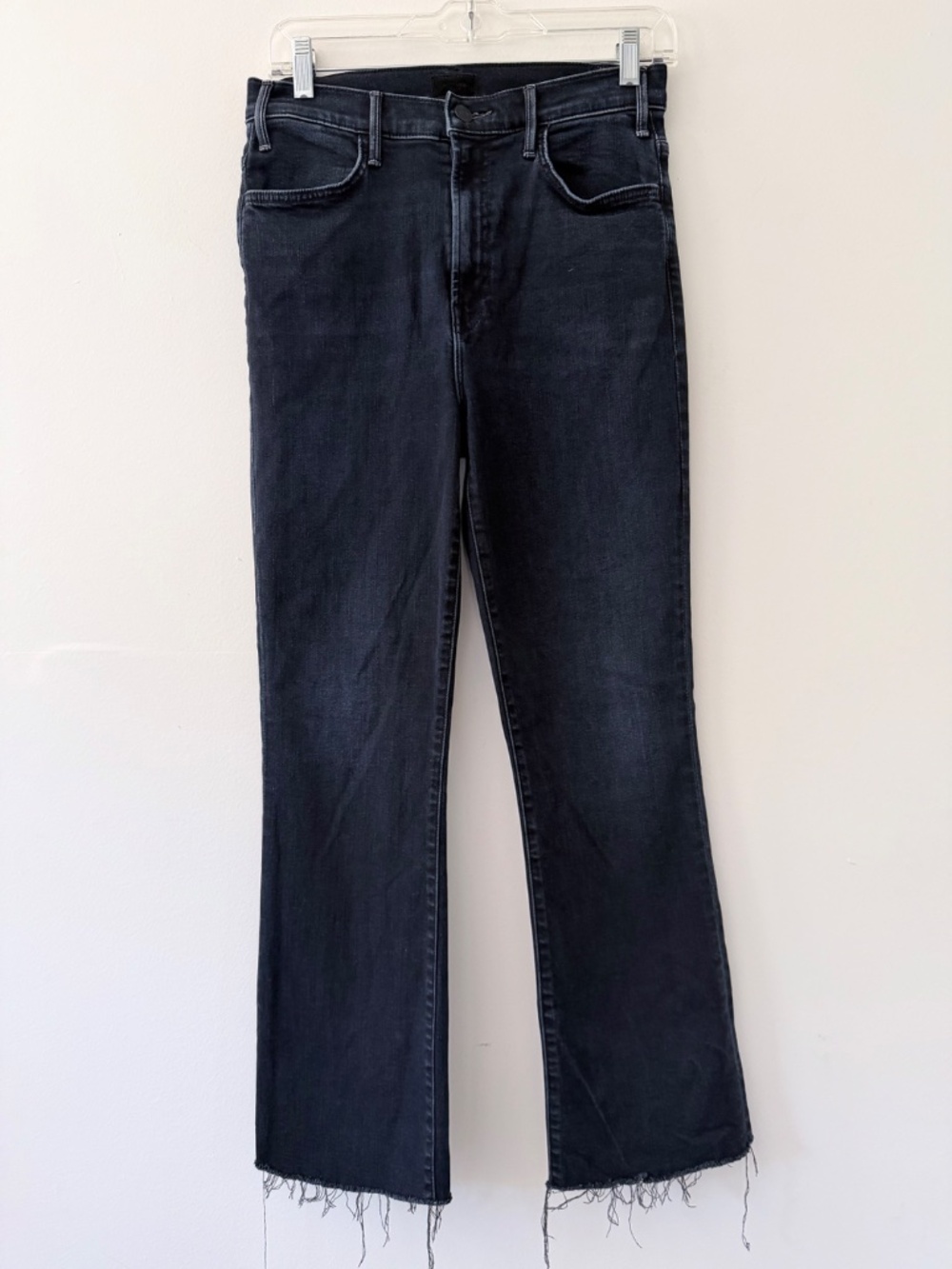 MOTHER The Hustler Ankle Fray in the Night in Paris Black Blue Zip Front Sz.29
